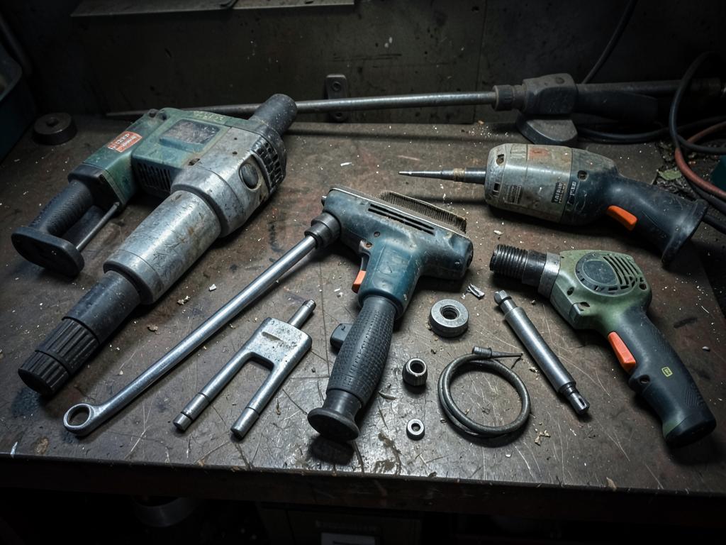 Previous-generation professional tools on a workbench